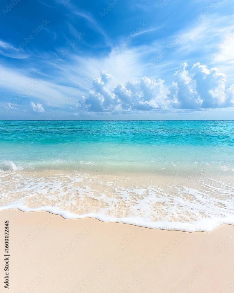 Obraz premium Tropical beach paradise with turquoise water and blue sky scenery