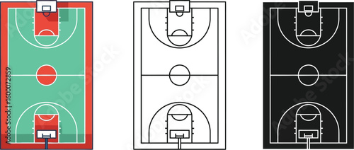 Basketball court vector illustration top view for sports design and game layout graphic design asset