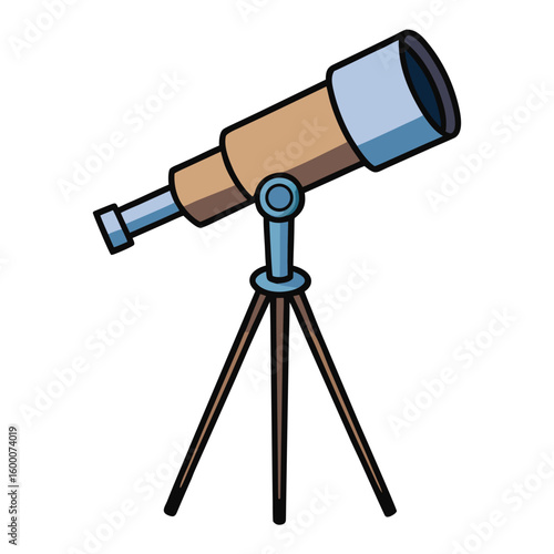 A classic single telescope with a sturdy tripod, on a plain white background, symbolizing discovery, astronomy, and exploration.
