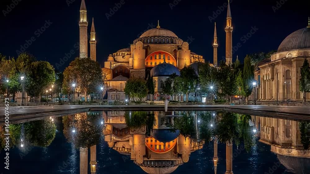 Stunning Hagia Sophia Reflection Video at Night showcasing Istanbul's ...