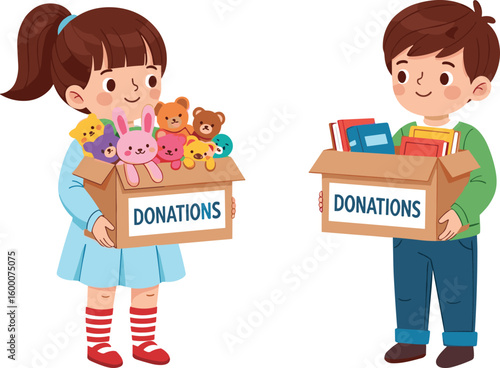 Children Donating Toys and Books, Charity, Community Support, Kindness, Generosity, Volunteering, Positive Impact, Youth Engagement, Helping Others, Donation Drive