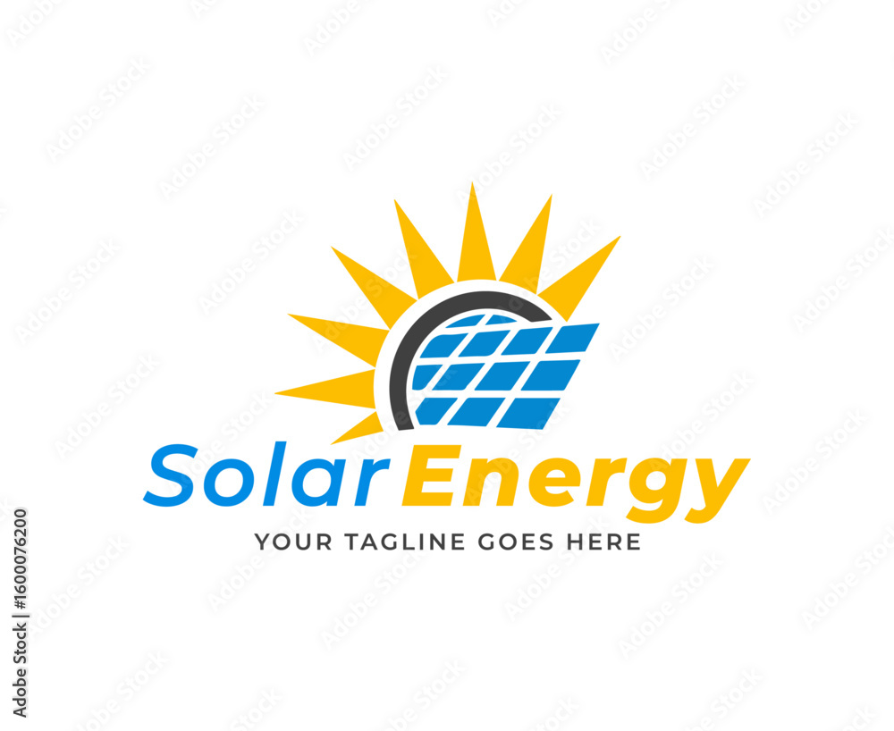 Fototapeta premium Dynamic Solar Panel and Sunburst Logo
