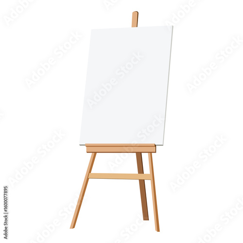 Blank canvas on wooden easel illustration for art