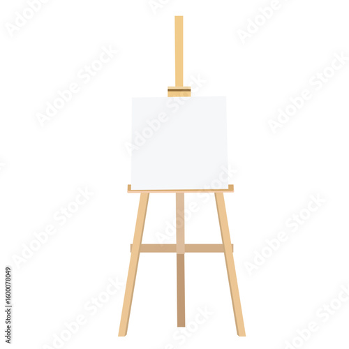 Blank canvas on wooden easel illustration for artists