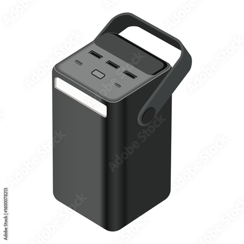 Portable power bank with usb ports and handle illustration