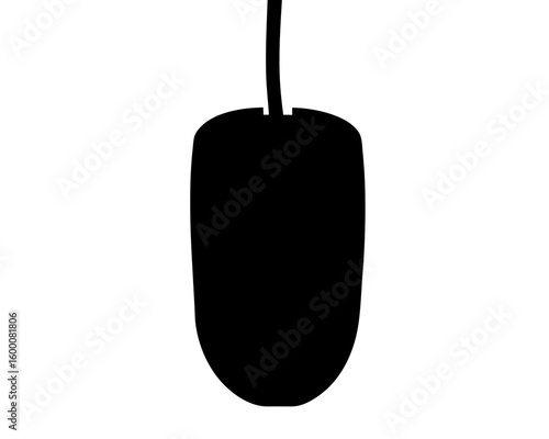 Silhouette of a wired computer mouse, a simple representation of technology