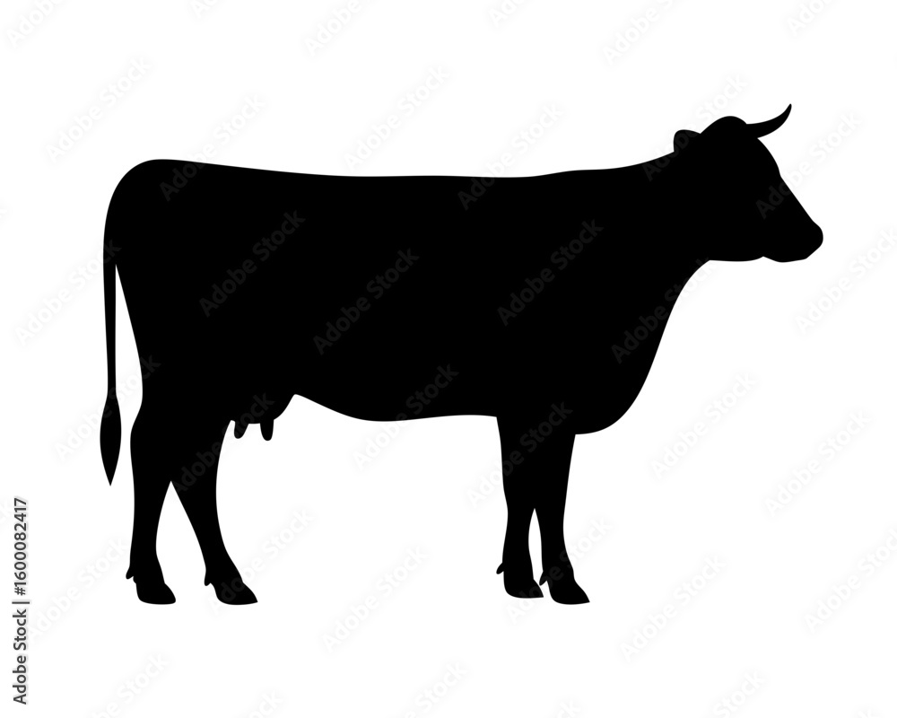 custom made wallpaper toronto digitalBlack cow silhouette with horns standing on a white background illustration