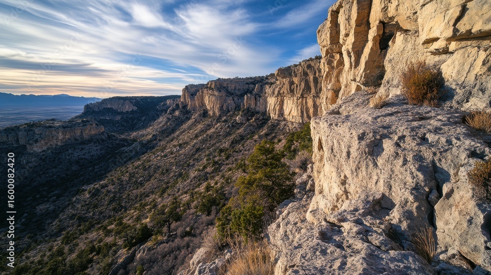 Obraz premium High desert canyon vista with dramatic cliffs.