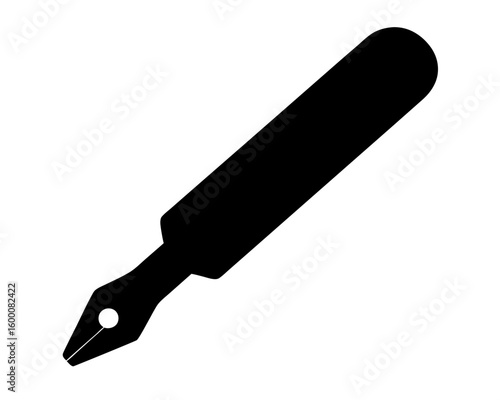 Simple flat vector illustration of a classic black fountain pen design
