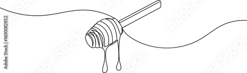 Honey dipper continuous one line drawing isolate outline vector illustration