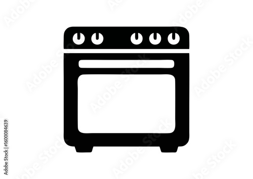 Oven illustration in minimalistic style on white background with copy space
