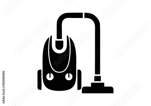 Vacuum cleaner illustration in minimalistic style on white background with copy space