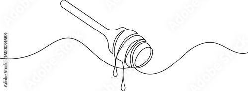 Honey dipper continuous one line drawing isolate outline vector illustration