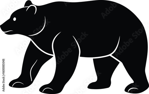 Black Bear Silhouette Walking Left Profile new 2025 trendy