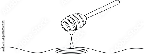Honey dipper continuous one line drawing isolate outline vector illustration