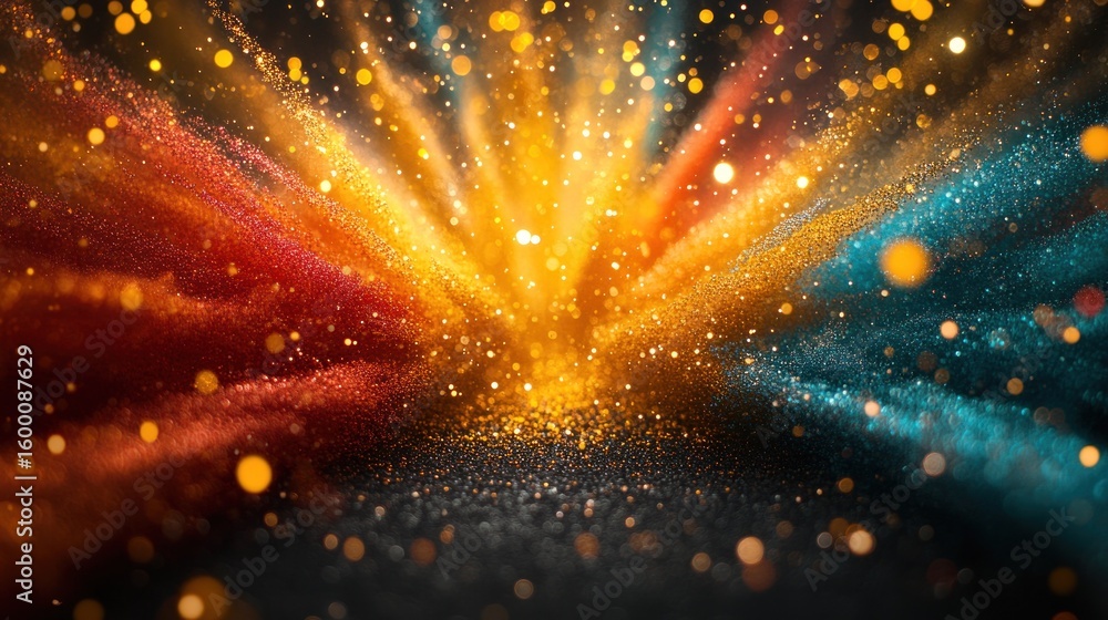 Obraz premium Colorful powder explosion on dark background