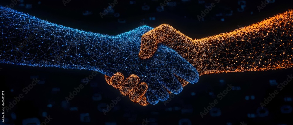 Fototapeta premium Navigating Digital Networking: The Modern Professional Handshake