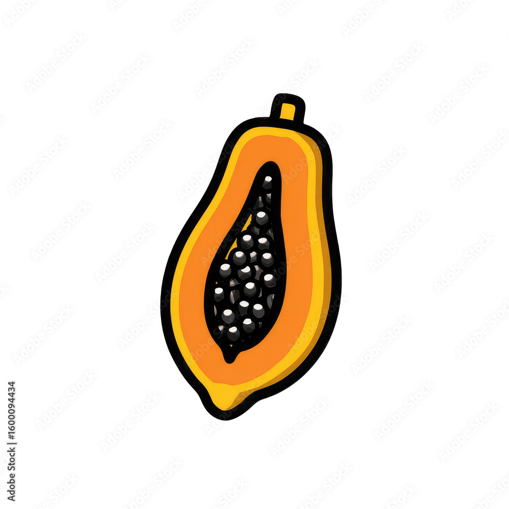 Half papaya, orange flesh, black seeds Half papaya, orange flesh, black seeds