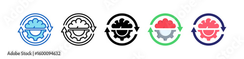 Cognitive Multiple Style Icon Set Collection.  