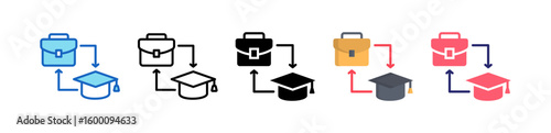 Internship Multiple Style Icon Set Collection.  