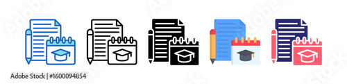 Semester Multiple Style Icon Set Collection.  