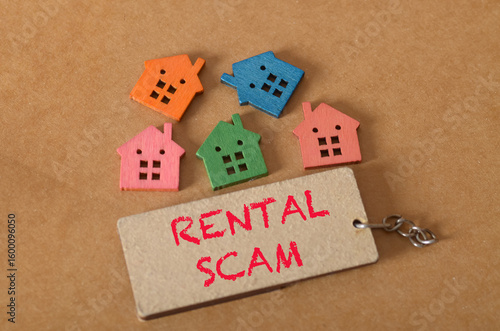 Tableau sur toile Beware of Housing Fraud: Rental Scam Message with Miniature Homes