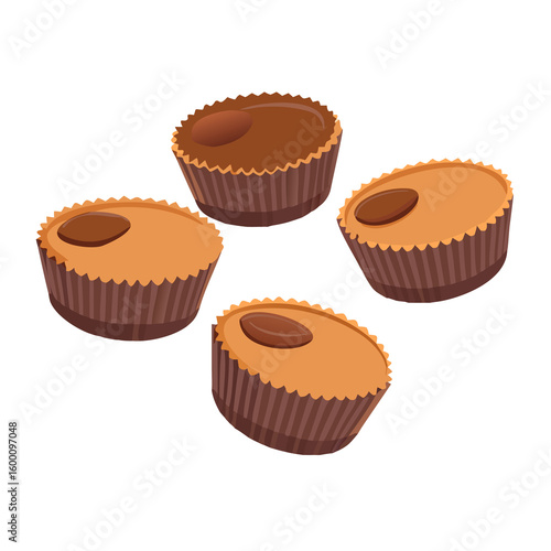 Peanut Butter Cups Illustration: A Sweet Treat Design for Confectionery Projects and Dessert Themes with a Transparent Background