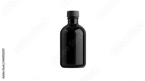 Dark glass bottle on a black background.