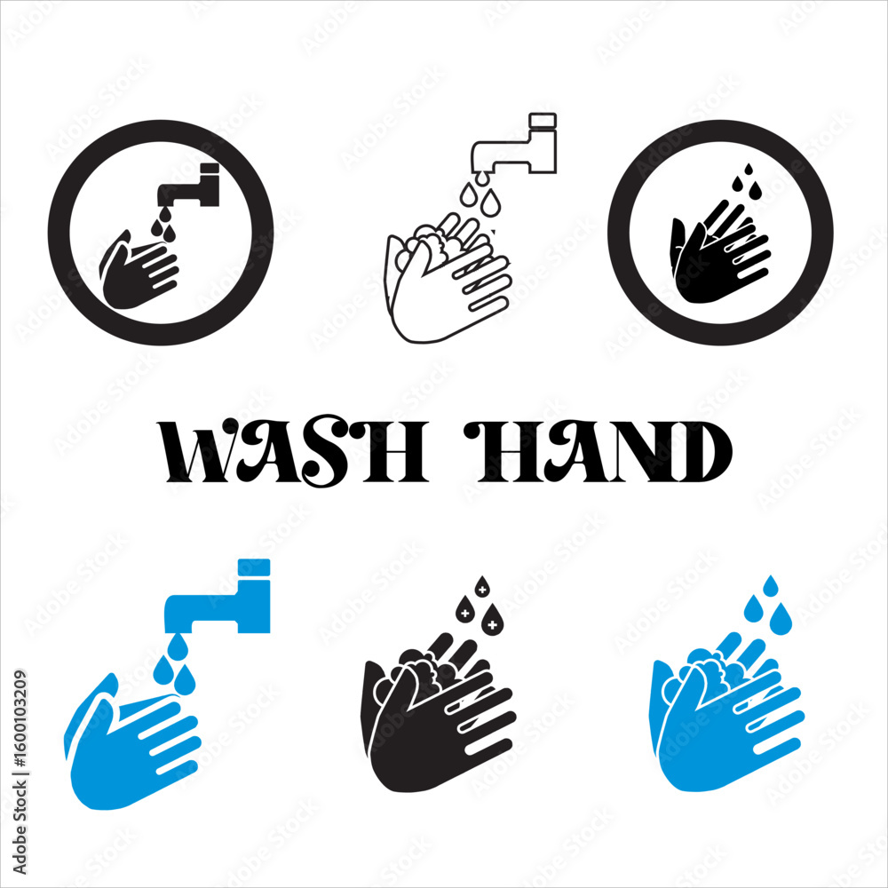 Obraz premium Simple Instructional Hand Washing Icon Set Vector Design