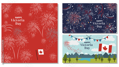Festive Victoria Day Canada Vector Illustration Set