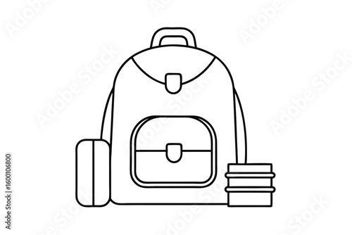 Clean Line Illustration Of A Backpack With Travel Tags