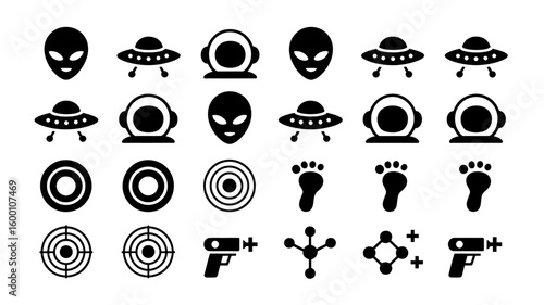 Collection of sci fi and alien themed icons