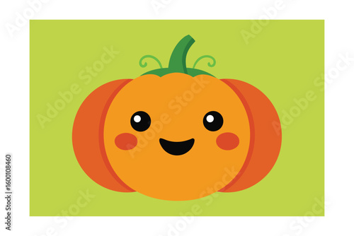Cartoon Pumpkin With A Smiling Face Autumn Theme