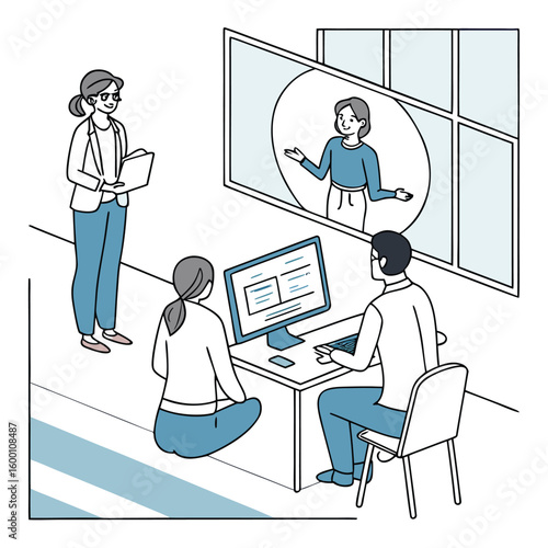  Corporate Wellness Webinar – Flat Vector Illustration of Employee Health Seminar
 Adobe Illustrator Artwork