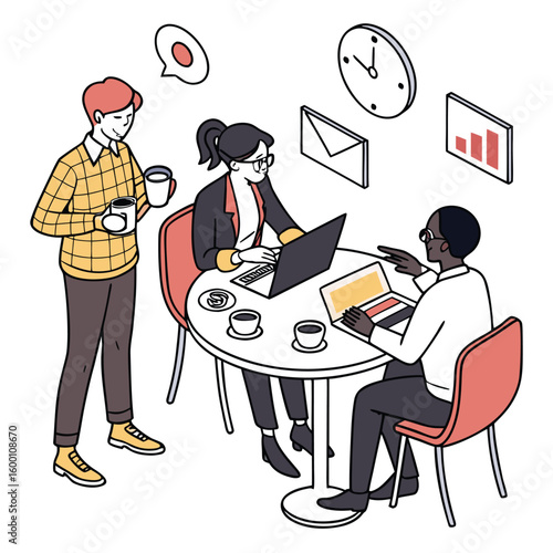  Business Networking Breakfast Event – Flat Vector Illustration of Professional Mingling
 Adobe Illustrator Artwork