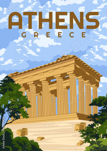 Athens Greece Poster Travel Illustration