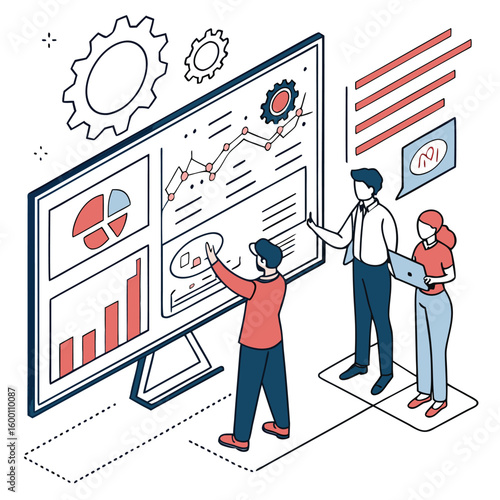  AI-Powered Business Analytics – Flat Vector Illustration of Data-Driven Team Decision-Making
 Adobe Illustrator Artwork