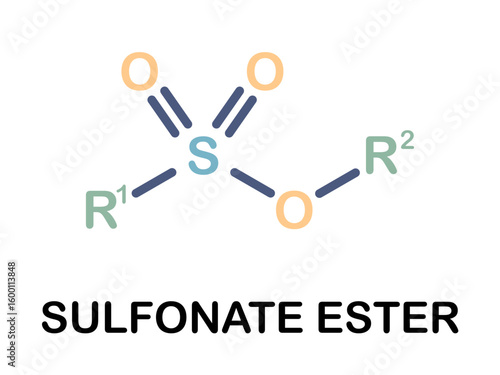 Chemical structure of sulfonate ester molecule.