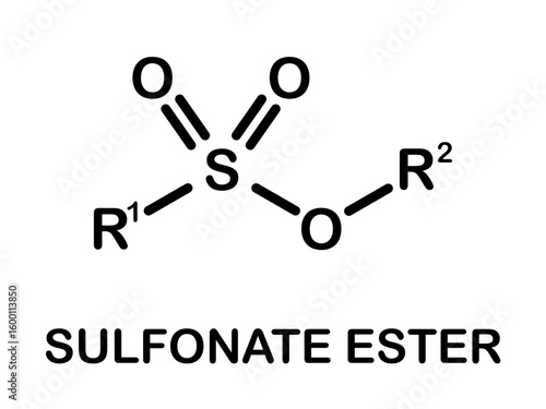 Chemical structure of sulfonate ester molecule.
