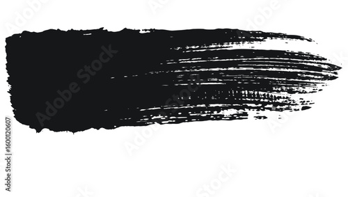 A horizontal black brushstroke features distinct parallel lines and a textured appearance isolated