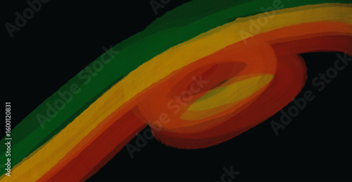 Abstract paint brush textured stripes in traditional African colors red, yellow green on black background. Black history month brush color background, african flag colors, icon of african american