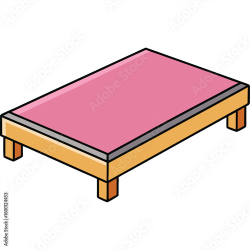 Illustration of a bed with blue mattress isolated on transparent background
