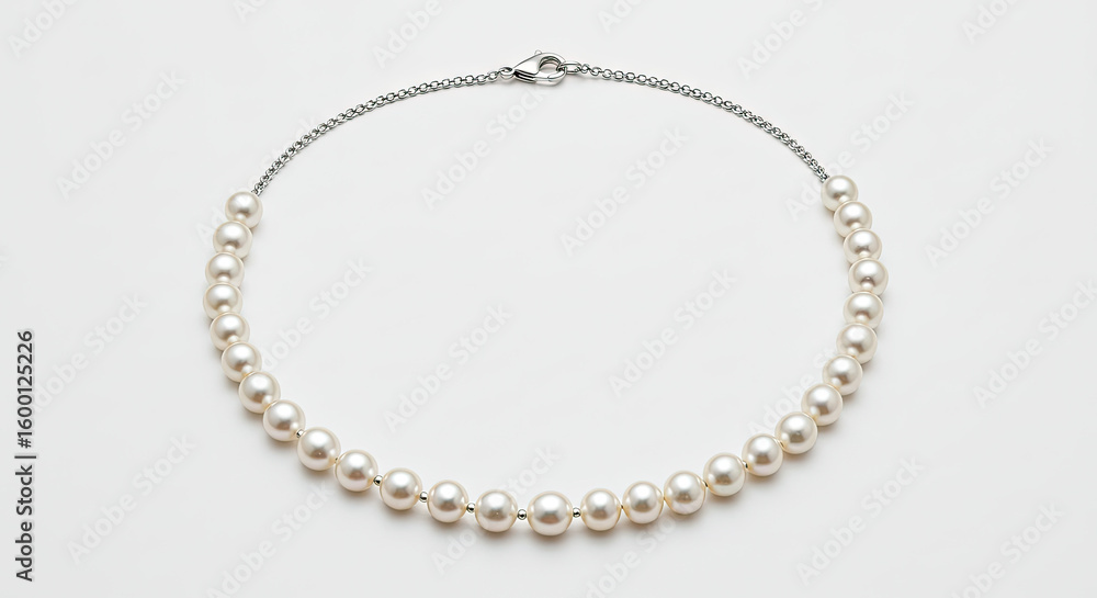 Elegant Pearl Necklace on White. Elegant Pearl Necklace on White.