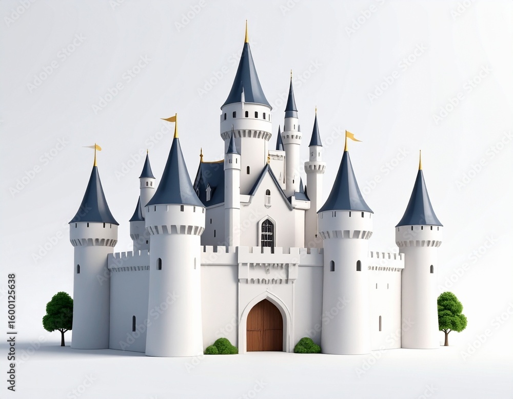 Obraz premium castle on the hill vector on white background