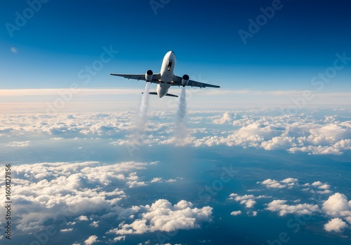 Airplane Soaring Above Clouds