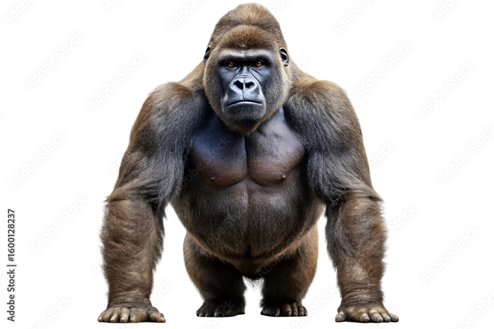 Fototapeta premium Sitting gorilla with folded hands and calm expression
