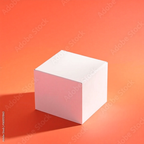 Minimalist packaging box with square shape and smooth edges on neutral surface  