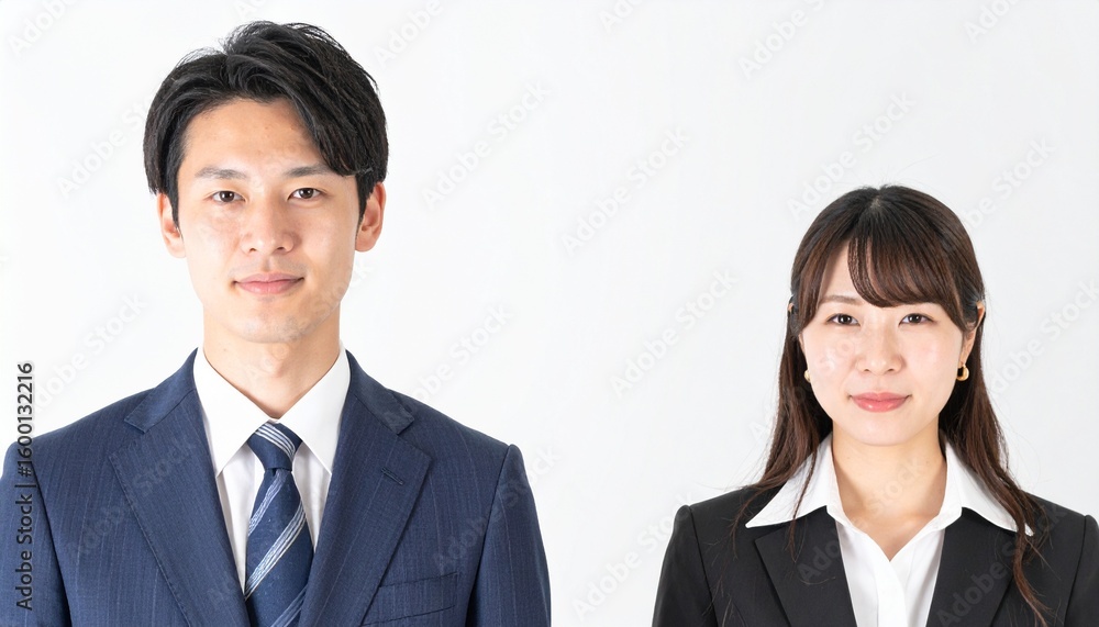 白背景に並ぶ20代日本人男女のバストアップポートレート、ビジネススーツ姿と自然な表情が際立つスタジオ撮影
白背景に並ぶ20代日本人男女のバストアップポートレート、ビジネススーツ姿と自然な表情が際立つスタジオ撮影