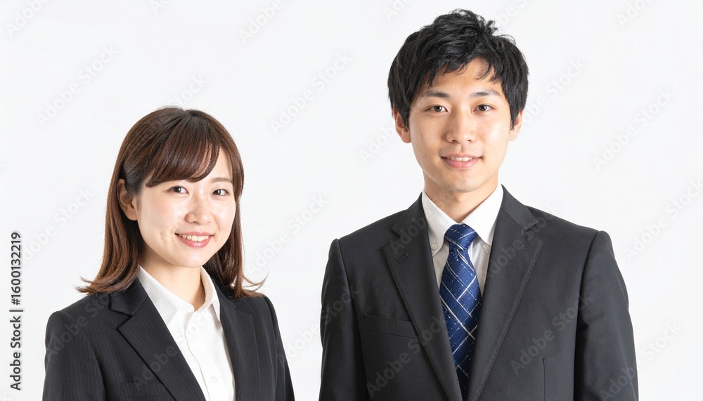 白背景に並ぶ20代日本人男女のバストアップポートレート、ビジネススーツ姿と自然な表情が際立つスタジオ撮影
白背景に並ぶ20代日本人男女のバストアップポートレート、ビジネススーツ姿と自然な表情が際立つスタジオ撮影