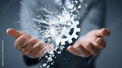 Shattered gear in hands